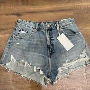 Zara Women's Distressed Light Blue Jean Shorts